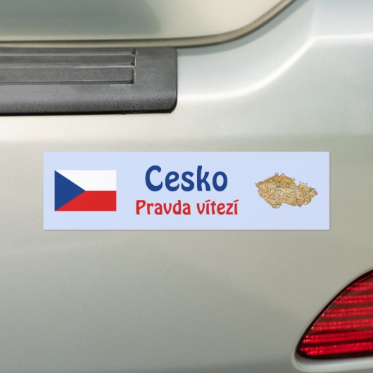 Czechia Flag + Map Bumpersticker (Op auto)