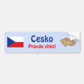 Czechia Flag + Map Bumpersticker (Voorkant)