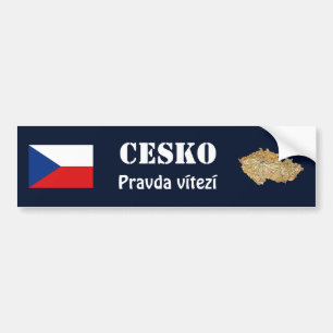 Czechia Flag + Map Bumpersticker