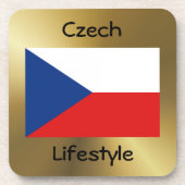 Czechia Flag+Text Onderzetter (Voorkant)
