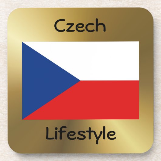 Czechia Flag+Text Onderzetter (Voorkant)