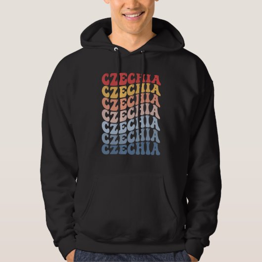 Czechia Groovy Retro Czech Hoodie (Voorkant)