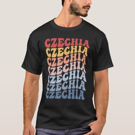 Czechia Groovy Retro Czech T-shirt (Voorkant)