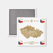 Czechia Map + Flags Magnet (Voorkant / Achterkant)