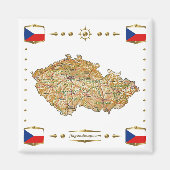Czechia Map + Flags Magnet (Voorkant)