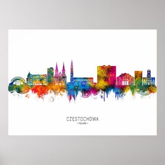 Częstochowa Poland Skyline Poster (Voorkant)