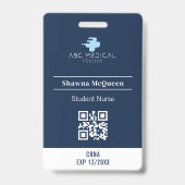CZS Student Nurse Practitioner Marine QR Code Foto Badge (Achterkant)