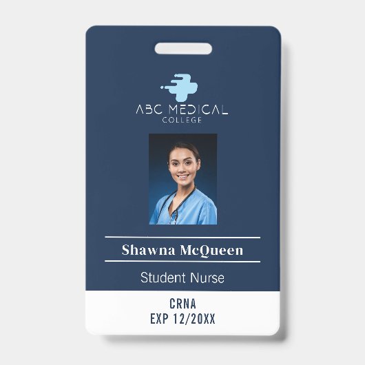 CZS Student Nurse Practitioner Marine QR Code Foto Badge (Voorzijde)