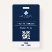 CZS Student Nurse Practitioner Marine QR Code Foto Badge (Achterkant)