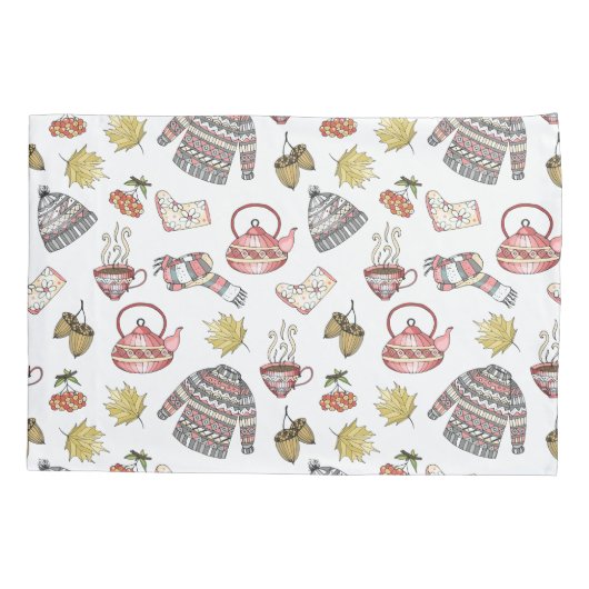 Czy Autumn Elements Pattern Pillow Hoesje Set Kussensloop (Achterkant-Links)