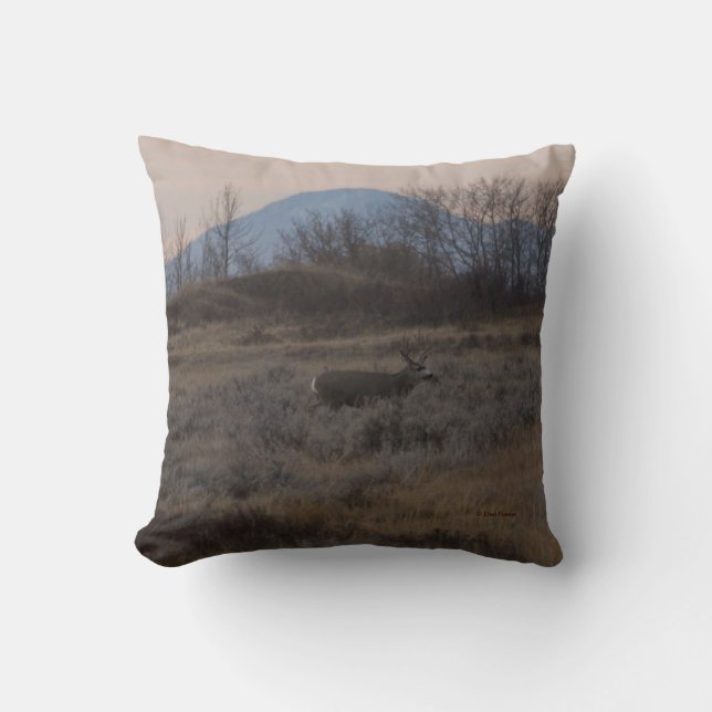 D12 Mule Deer Bok Sweet Grass Hills Kussen (Voorkant)