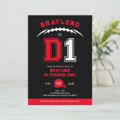 D1 Amerikaans Football eerste verjaardag Kaart (Staand voorkant)