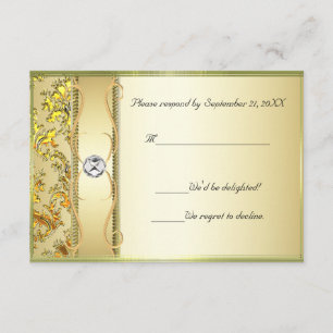 D1 Gold op Gold Damask RSVP-kaart RSVP Kaartje