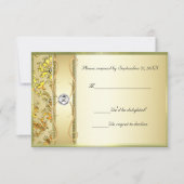 D1 Gold op Gold Damask RSVP-kaart RSVP Kaartje (Voorkant)