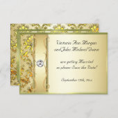 D1 Gold op Gold Damask Sla de datumkaart op Save The Date (Voorkant / Achterkant)