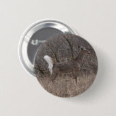D1 Witstaart Herten Ronde Button 5,7 Cm (Voorkant /achterkant)