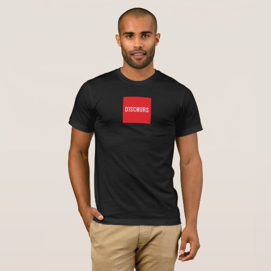D1SC0URS rood vierkant shirt (Voorkant volledig)