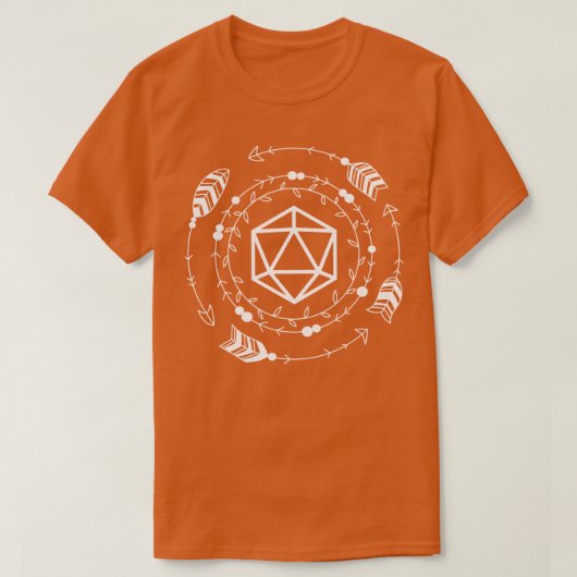 D20 Boho Feathers and Arrows Tafelblad Rollenspel T-shirt (Design voorkant)
