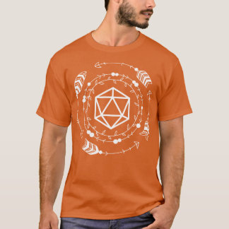 D20 Boho Feathers and Arrows Tafelblad Rollenspel T-shirt