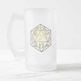 D20 Celtic Dragon DND Frosted Mok
