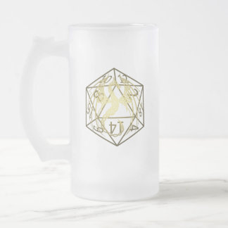 D20 Celtic Dragon DND Frosted Mok