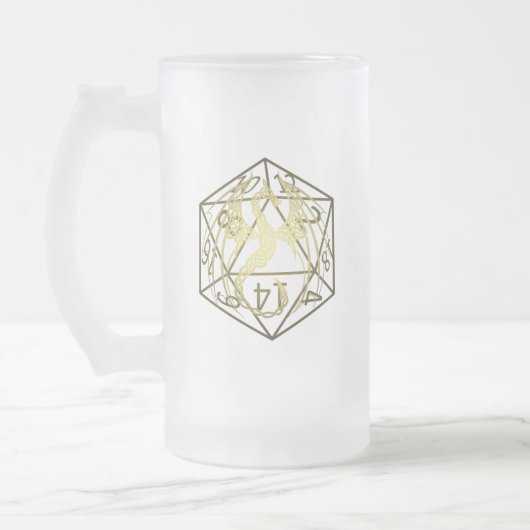 D20 Celtic Dragon DND Frosted Mok (Links)