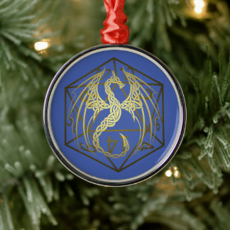 D20 Celtic Dragon DND Ornament