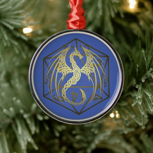 D20 Celtic Dragon DND Ornament (Boom)