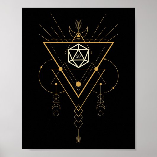 D20-desktop (geSacred Geometry) minimalistische ta Poster (Voorkant)