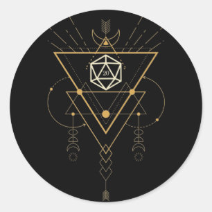 D20-desktop (geSacred Geometry) minimalistische ta Ronde Sticker