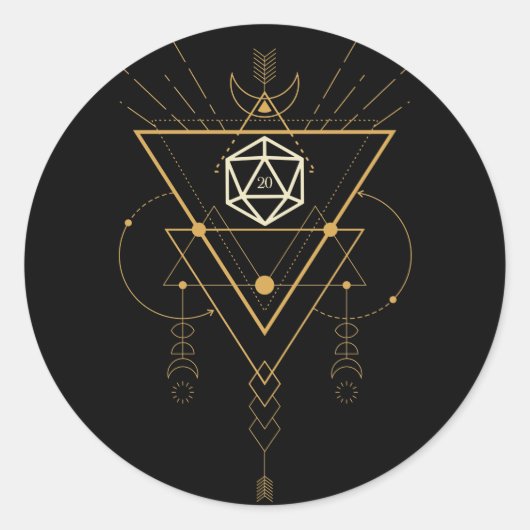 D20-desktop (geSacred Geometry) minimalistische ta Ronde Sticker (Voorkant)