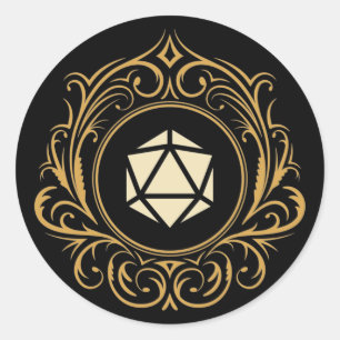  D20-desktop tablet RPG Ronde Sticker