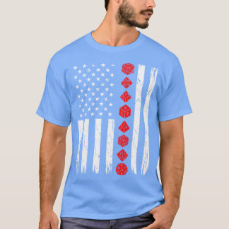 D20 Dice 4 juli USA Vlag Tafelblad Draken RPG T-shirt
