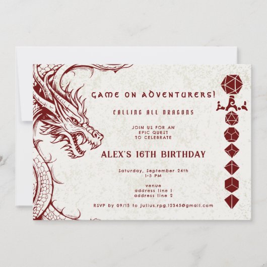 D20 Dice Celtic Dragon DND RPG DM Gamer Verjaardag Kaart (Voorkant)