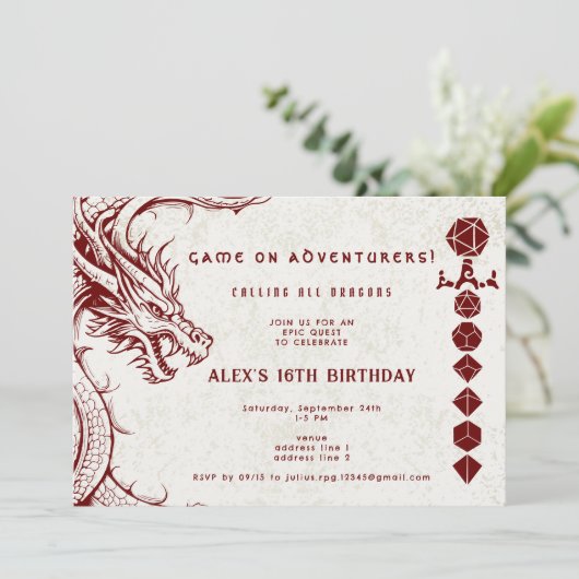 D20 Dice Celtic Dragon DND RPG DM Gamer Verjaardag Kaart (Staand voorkant)