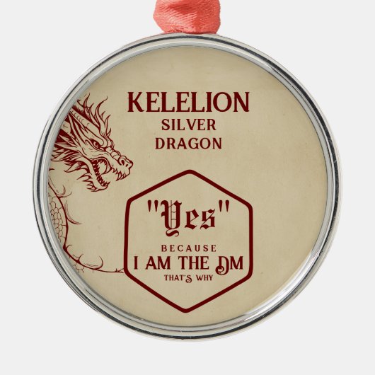 D20 Dice Celtic Dragon DND RPG Omdat DM Gamer Metalen Ornament (Voorkant)