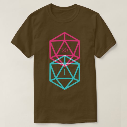 D20 Dice Critical Fail en Natural 20-tabletop RPG T-shirt (Design voorkant)