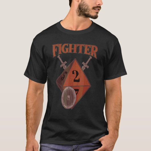 D20 Dice Fighter Rpg Class Tabletop Roleplay Ga T-shirt (Voorkant)