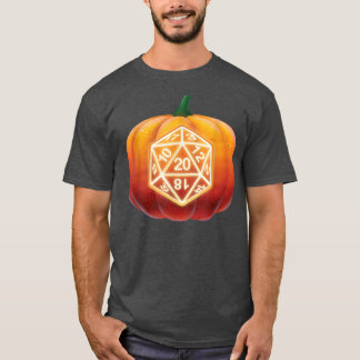 D20 Dice Halloween Pumpkin RPG Role Play Gamer T-shirt