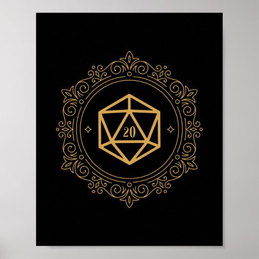 D20 Dice Monogram tablet RPG Poster (Voorkant)