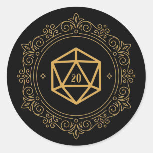 D20 Dice Monogram tablet RPG Ronde Sticker