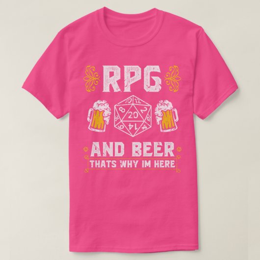 D20 Dice RPG en Bier Tafelblad Rol Spelen Spel M T-shirt (Design voorkant)