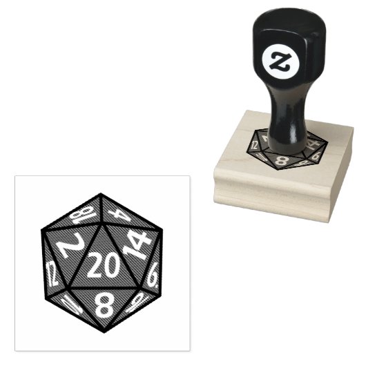 D20 Dice RPG Icon Rubber Stamp Rubberstempel (Gestempeld)