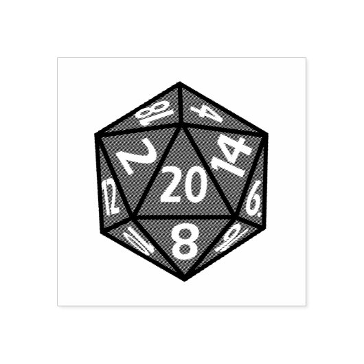 D20 Dice RPG Icon Rubber Stamp Rubberstempel (Afrduk)