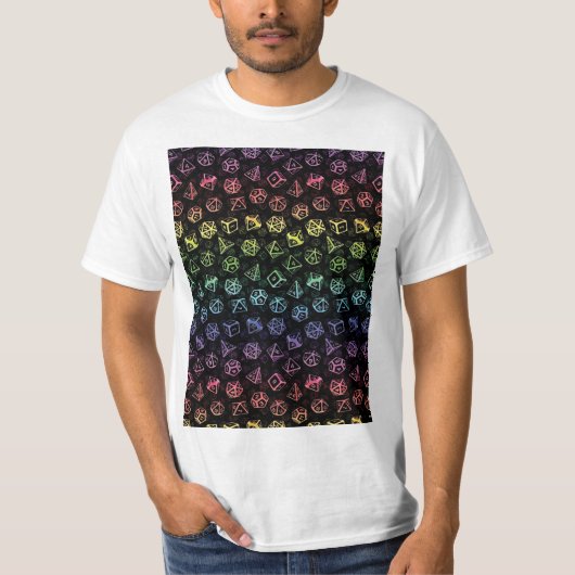 D20 Dice Set Pattern (Regenboog) Graphic T-Shirt (Voorkant)