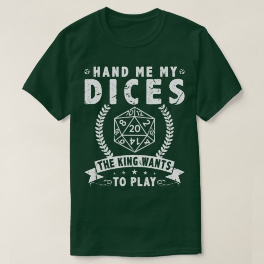 D20 Dice Tabletop RPG Rollenspel 1 T-shirt (Design voorkant)