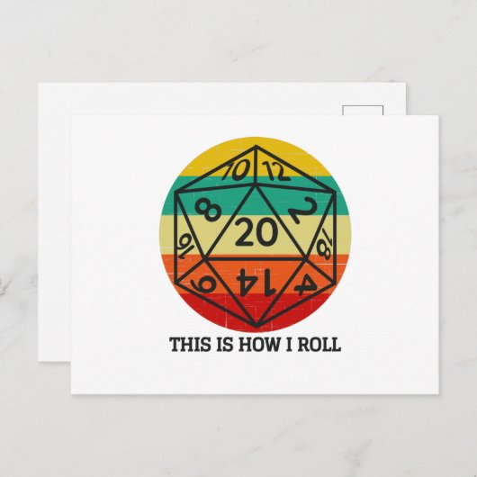 D20 Dit is hoe ik retro dice rol Briefkaart (Voorkant / Achterkant)