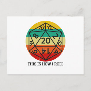 D20 Dit is hoe ik retro dice rol Briefkaart