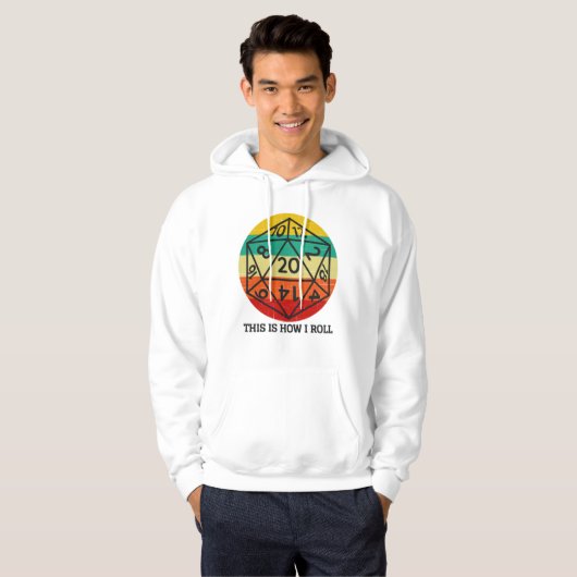 D20 Dit is hoe ik retro dice rol Hoodie (Voorkant volledig)