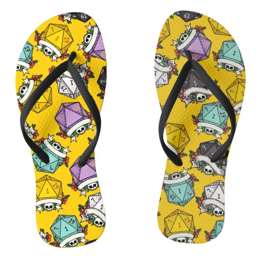 D20 Dobbelstenen Set Patroon Grote Cadeautas Teenslippers (Voetbed)
